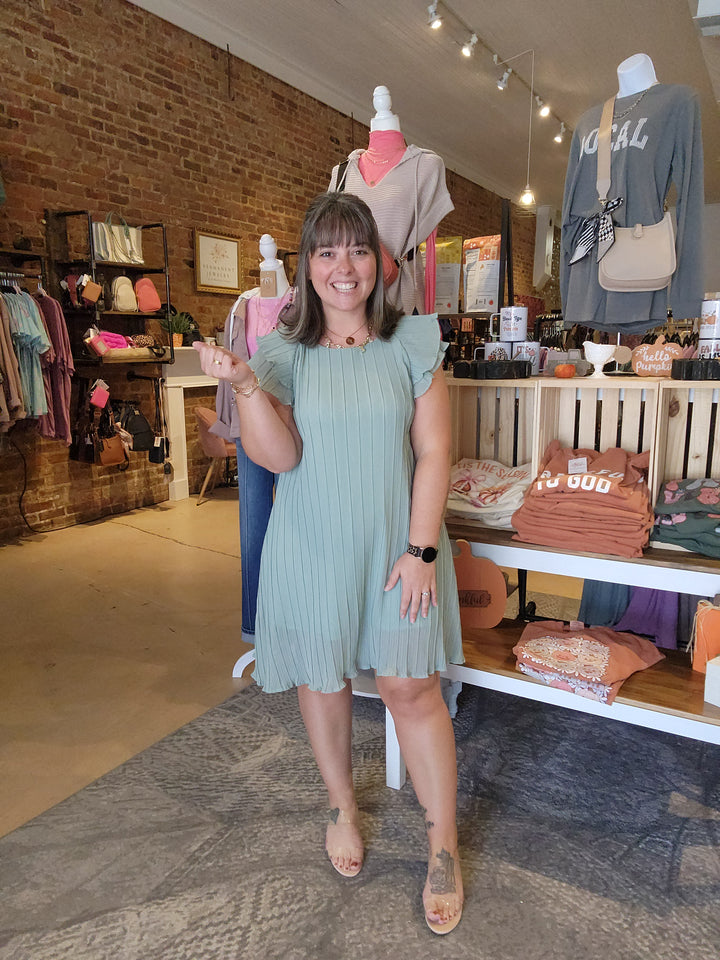 Flutter Sleeve Accordion Dress