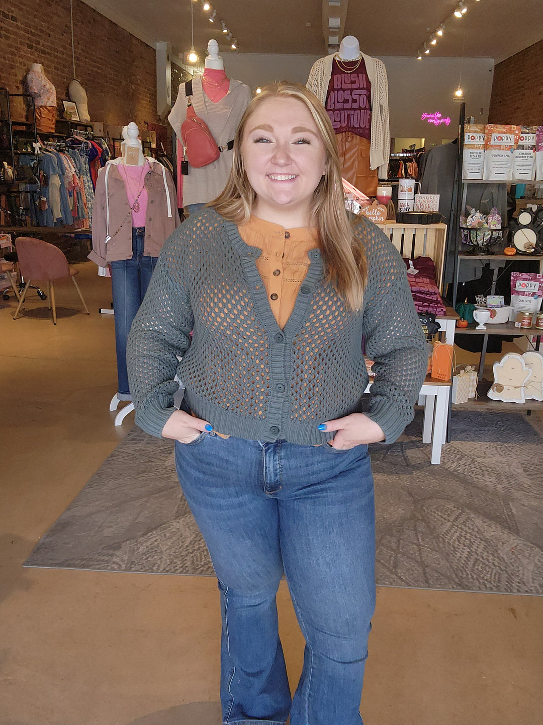 Open Weave Button Up Cardigan