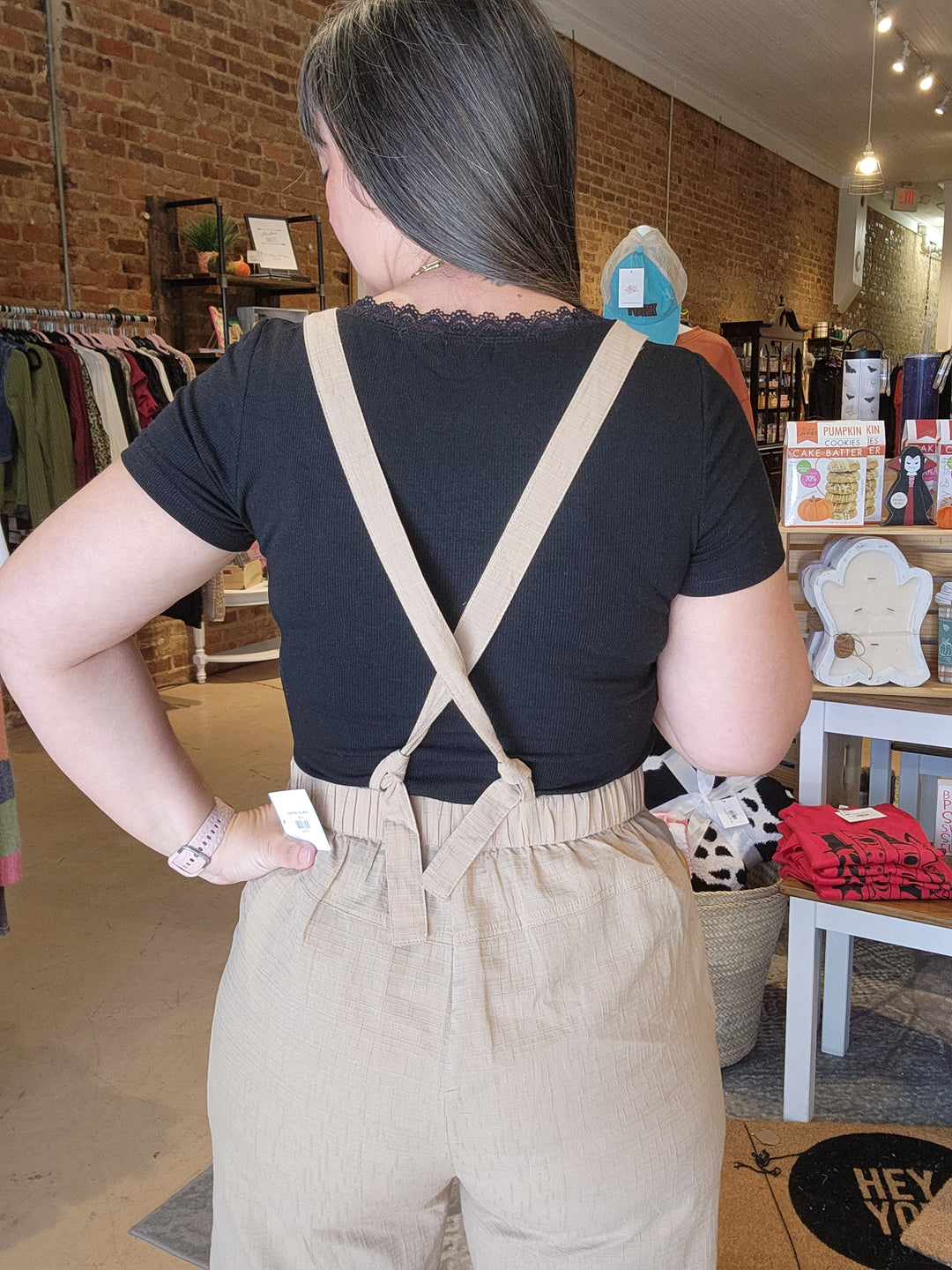 Khaki Wide Leg Overalls