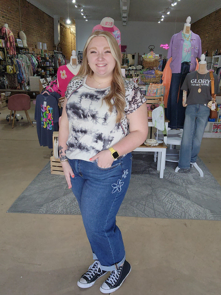 Risen Slouchy Crop Flower Patch Jeans