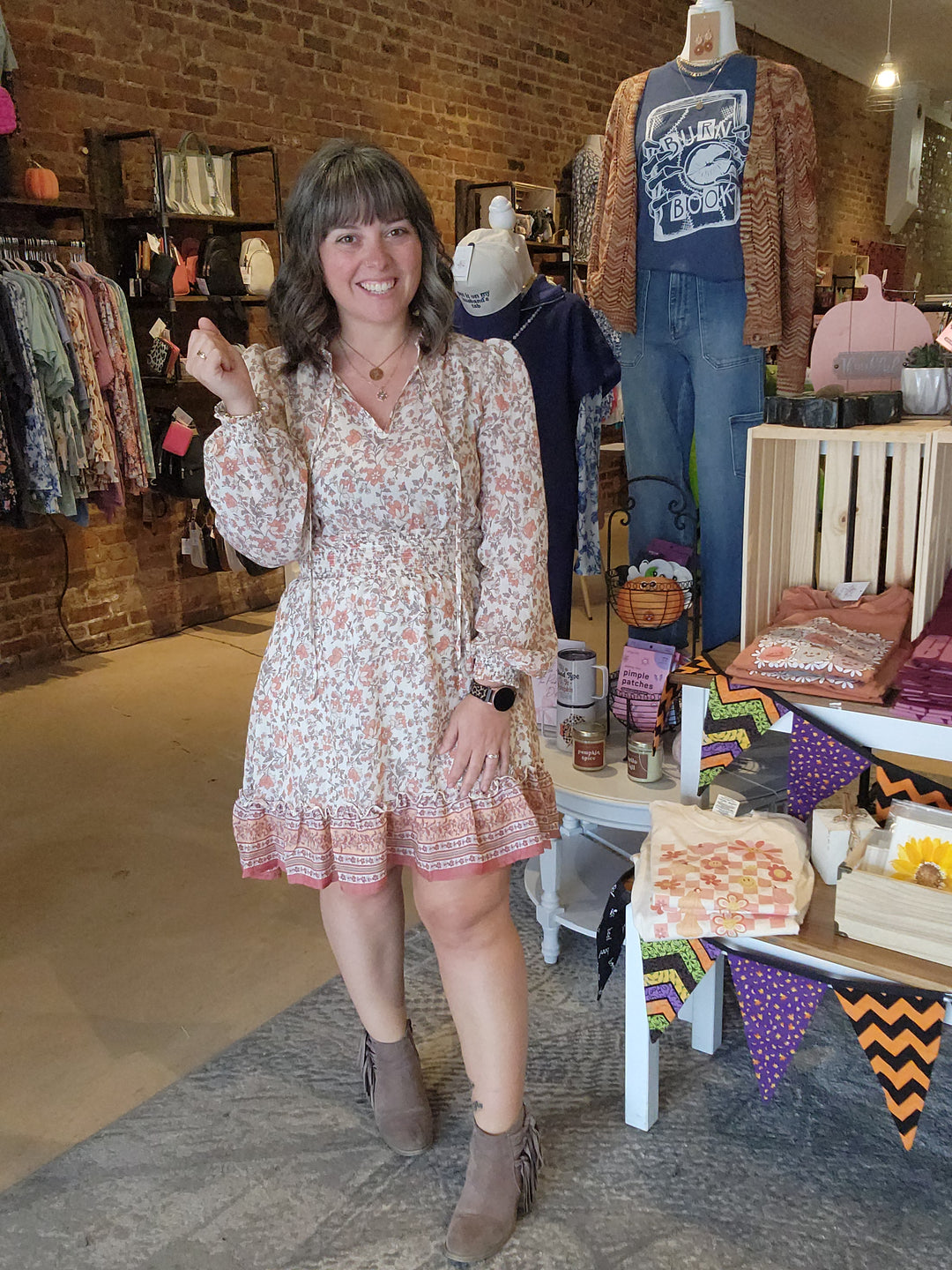 Ivory Floral Border Dress