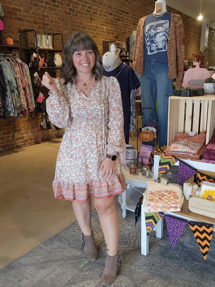 Ivory Floral Border Dress