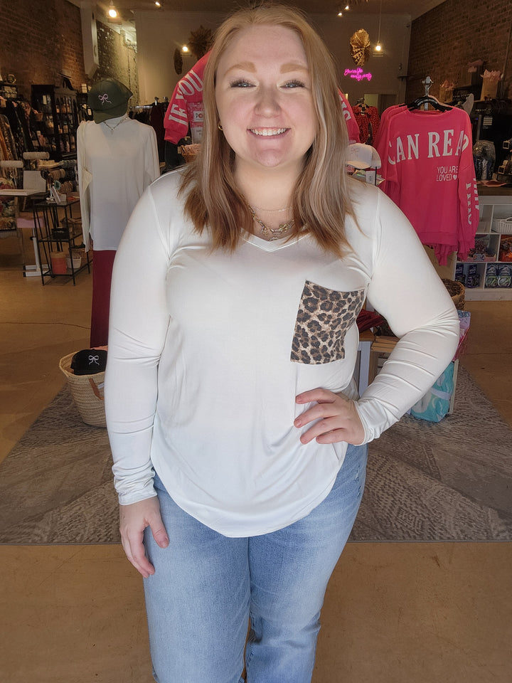 Leopard Pocket Long Sleeve Tee