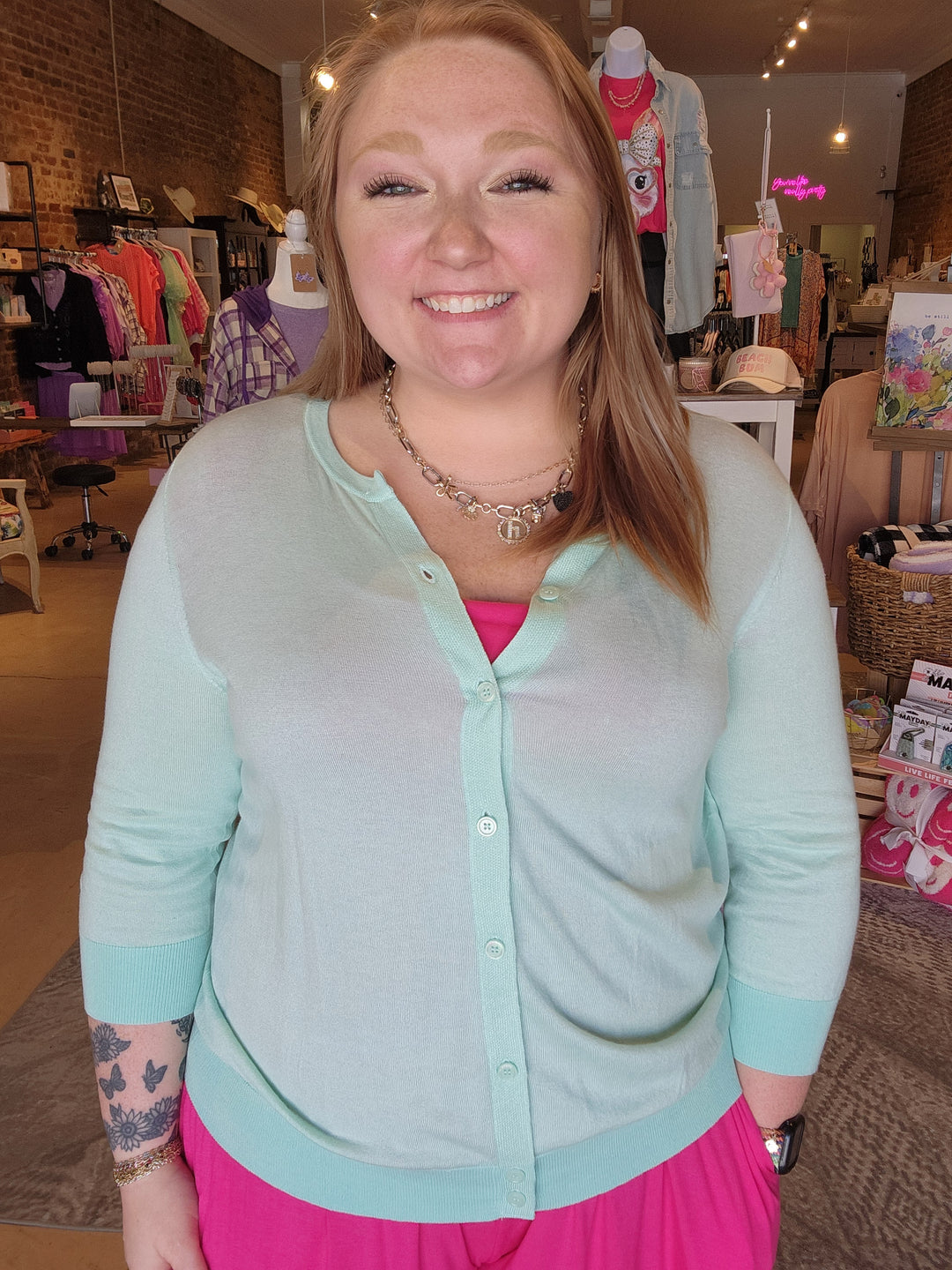 Mint Button Cardigan