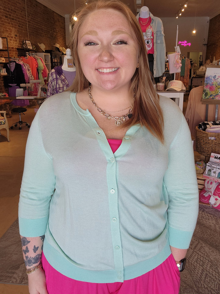 Mint Button Cardigan