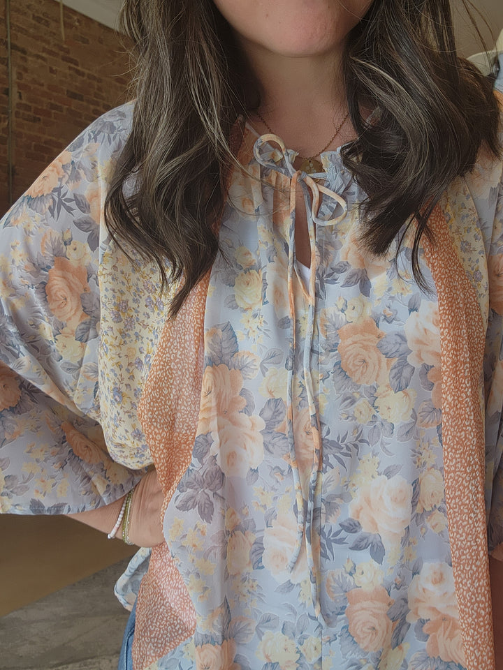 Floral Sheer Cape Top