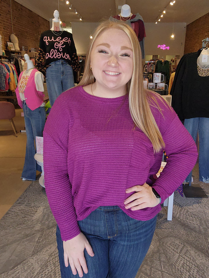 Front Pocket Waffle Top