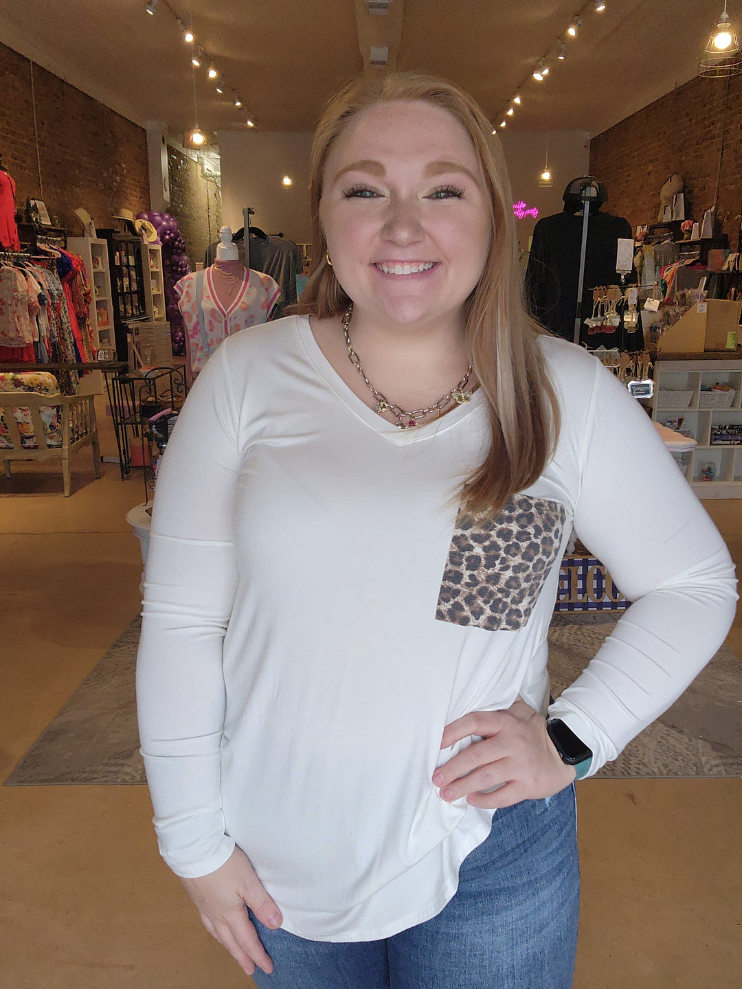 Leopard Pocket Long Sleeve Tee