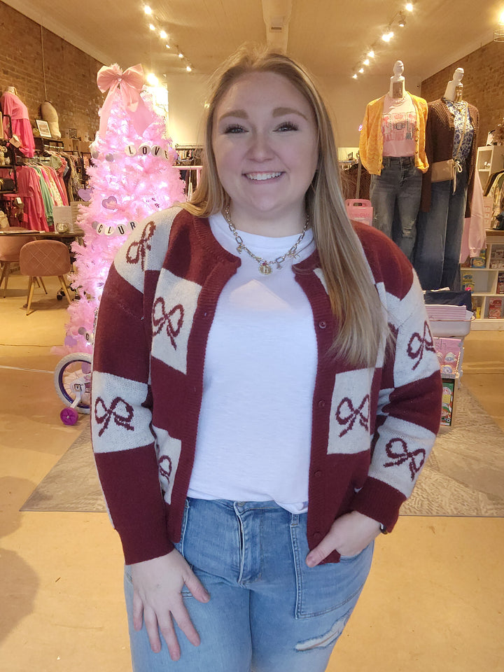 Checkered Bow Sweater