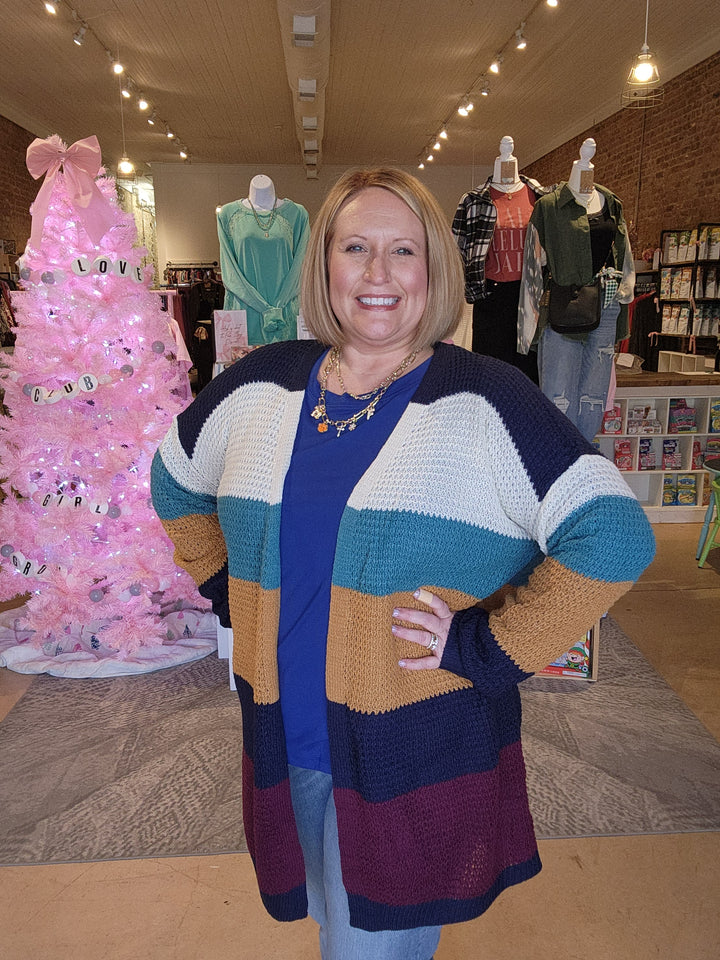 Loose Weave Stripe Cardigan