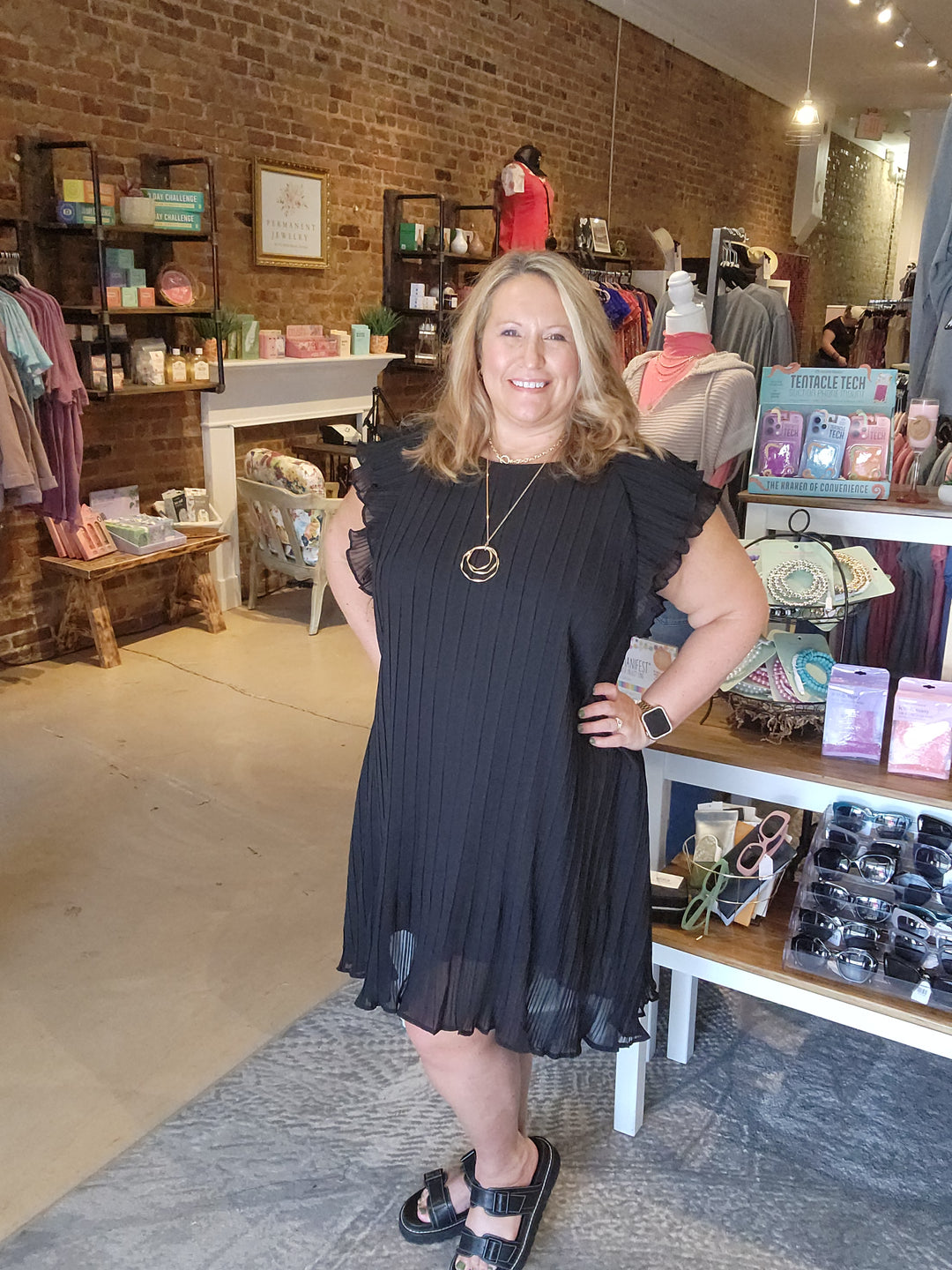 Flutter Sleeve Accordion Dress