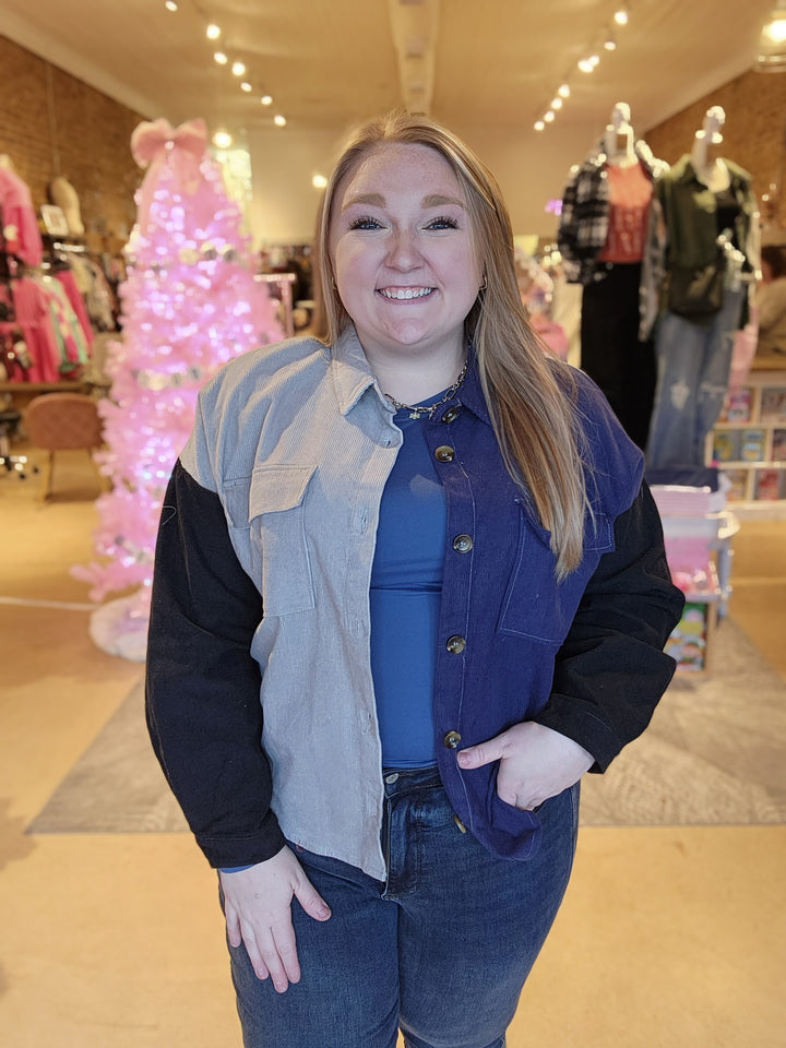 Corded Colorblock Shacket