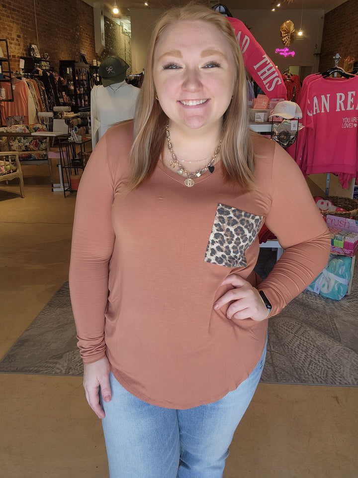 Leopard Pocket Long Sleeve Tee