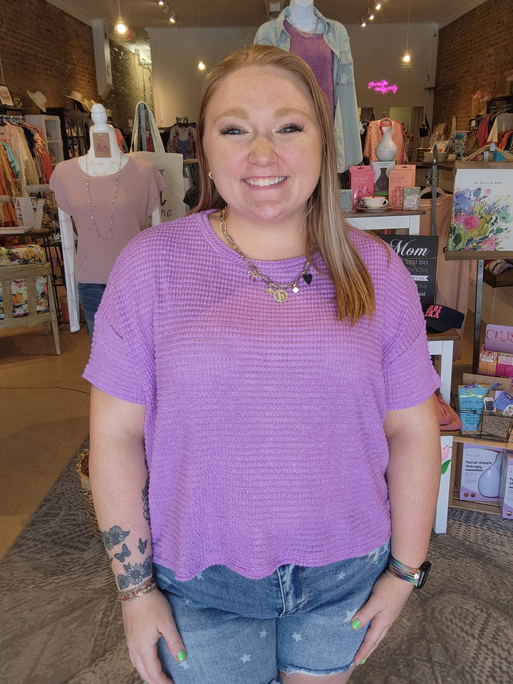 Grape Waffle Knit Top