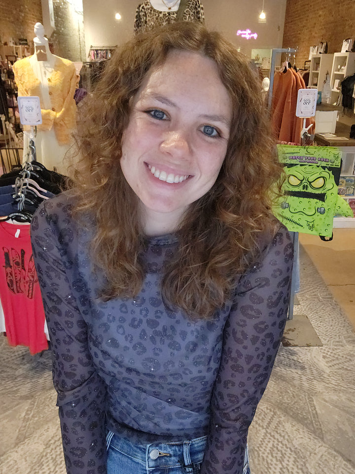 Black Leopard Mesh Shirt