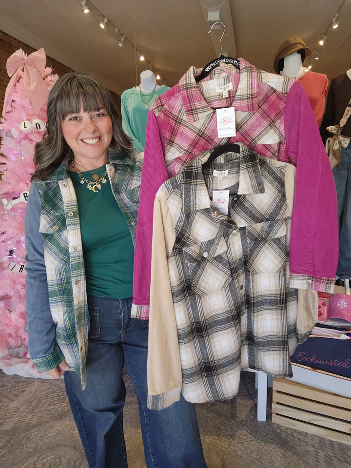 Corded Sleeve Fringe Back Shacket