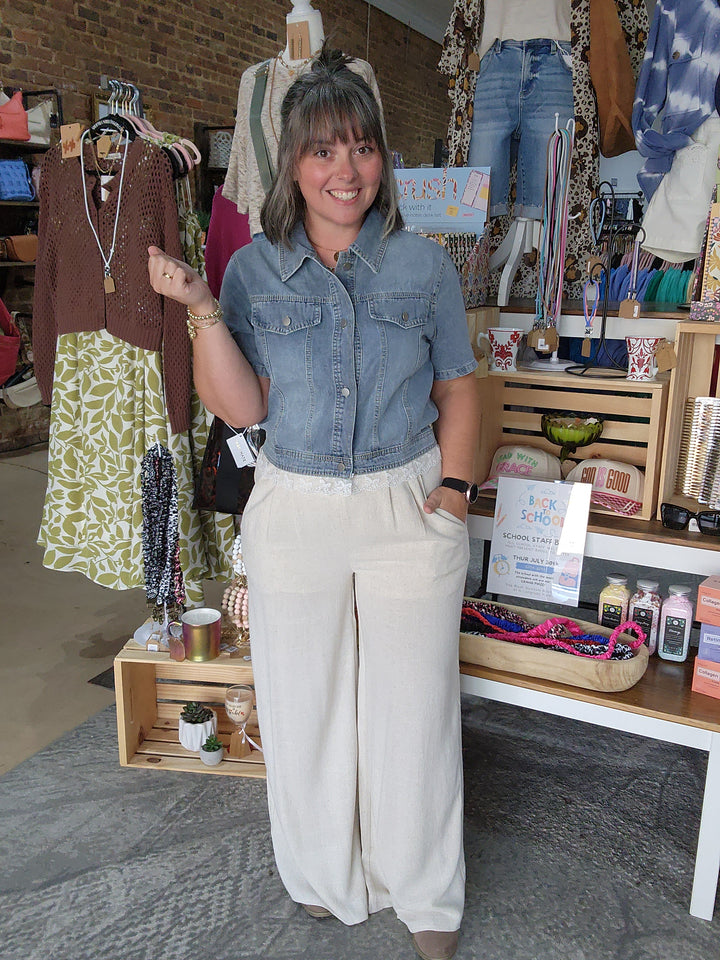 Natural Linen Palazzo Pants