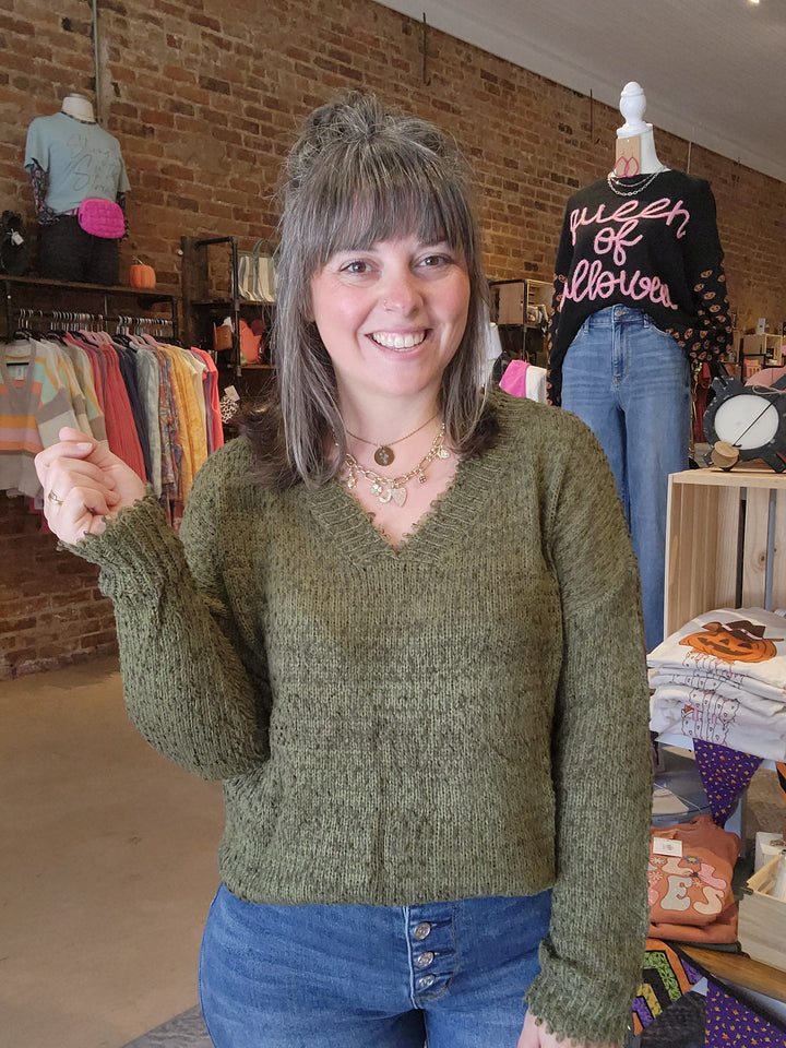 Distressed Hem Sweather