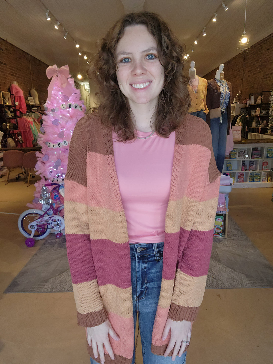 Stripe Chenille Feel Cardigan