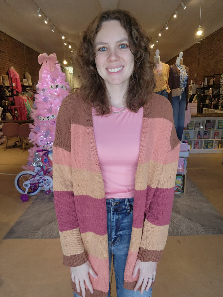 Stripe Chenille Feel Cardigan