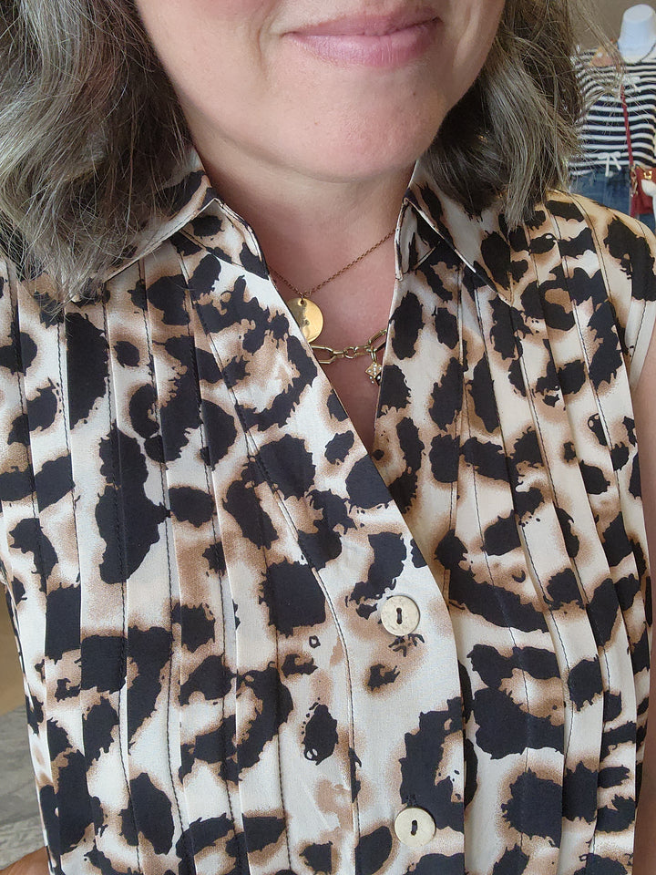 Leopard Pin Tuck Romper
