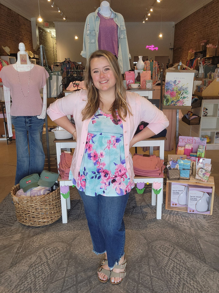 Mint Floral Top