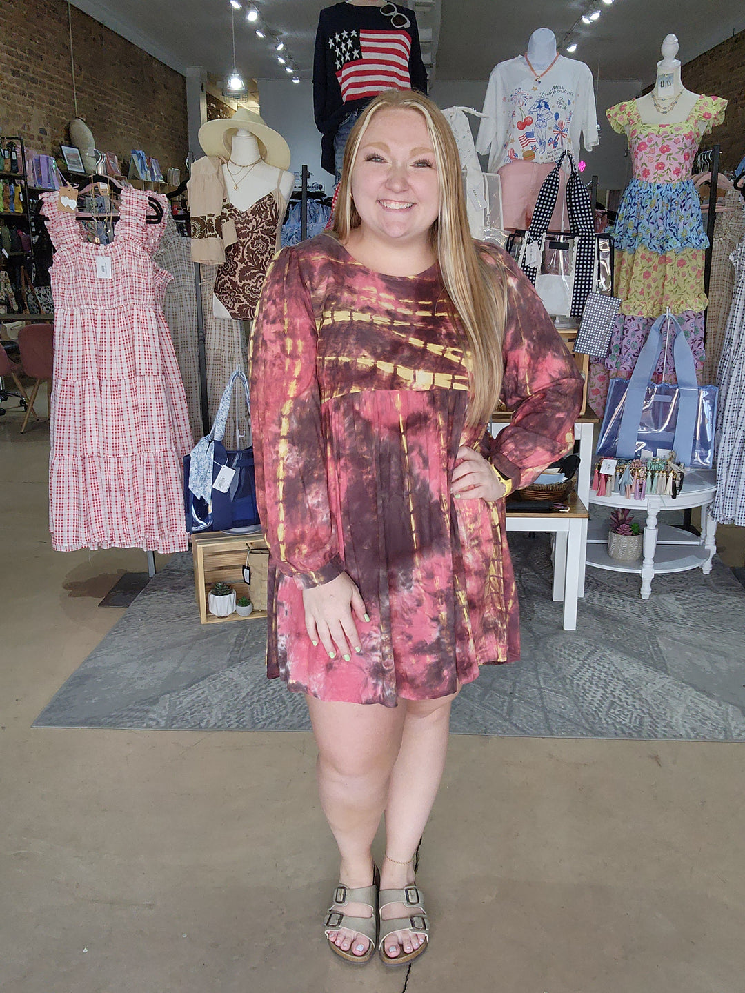 S, M, L, XL, 1X, 2X Tie Dye Baby Doll Dress FINAL SALE