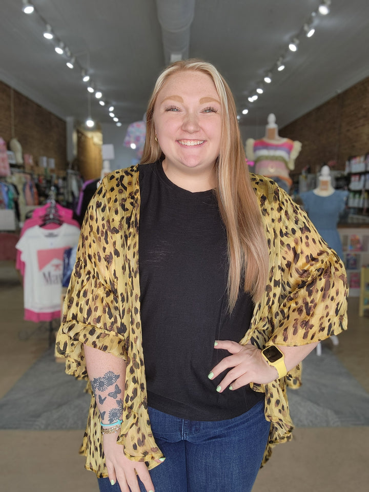 Golden Cheetah Print Kimono