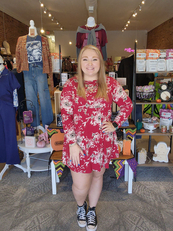 Slinky Floral Long Sleeve Dress