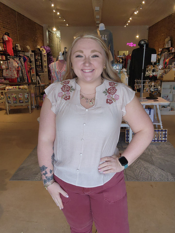 Floral Embroidery Blouse