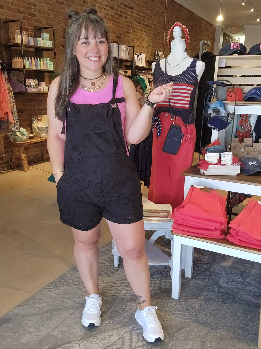 Eyelet Overall Shorts