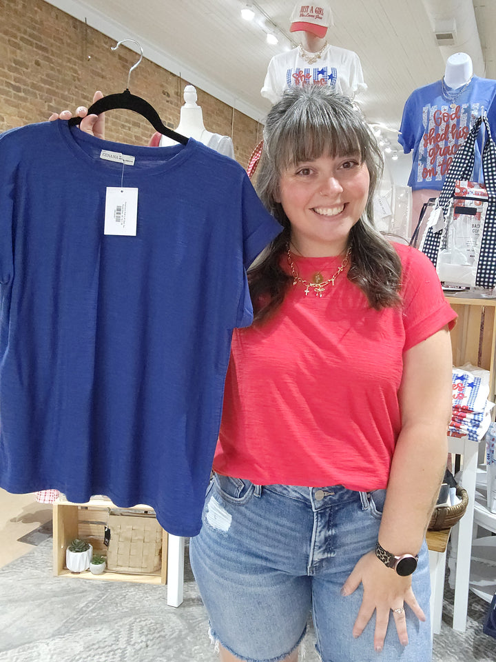 Americana Roll Cuff Slub Tee
