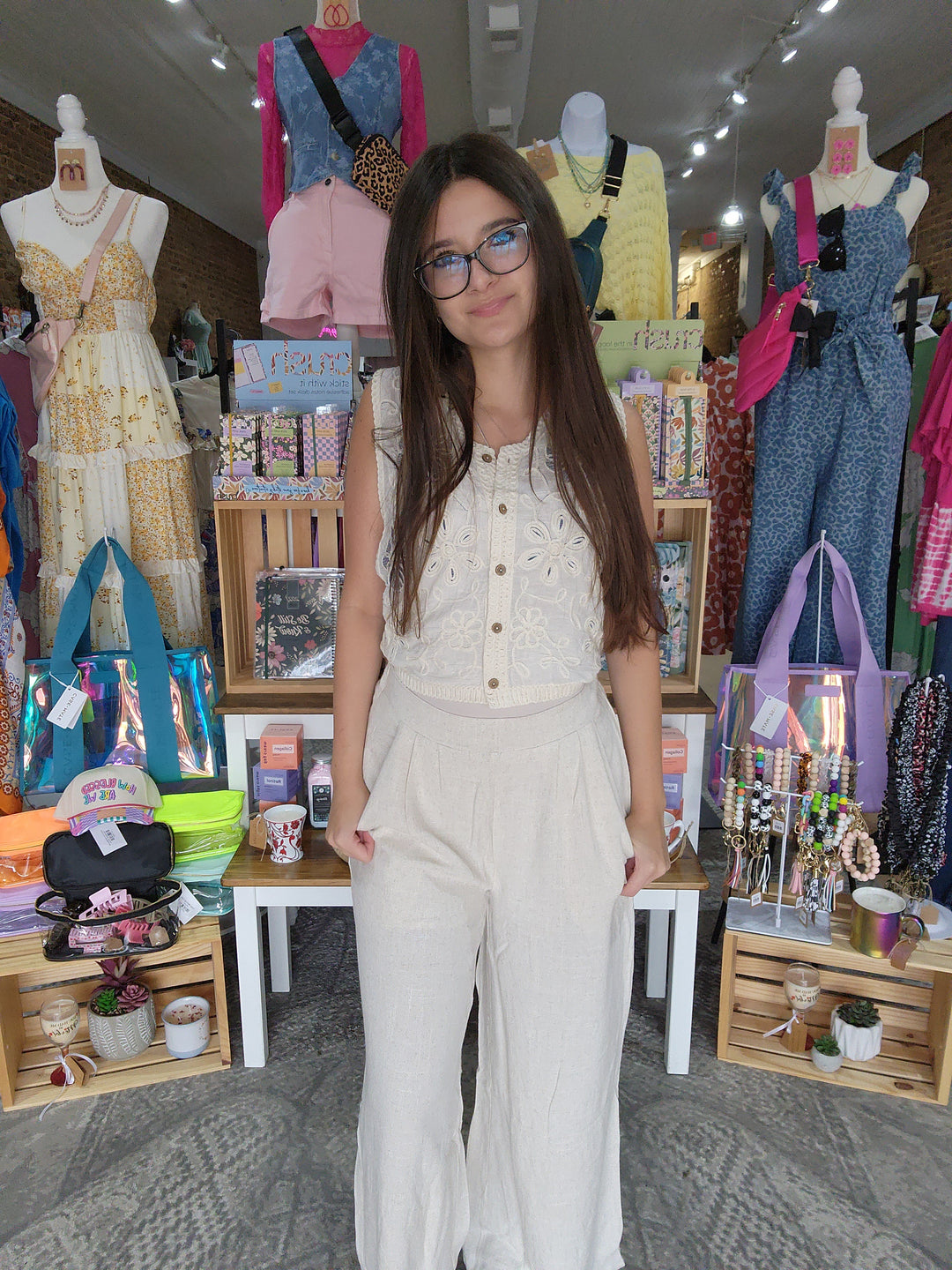 Natural Linen Palazzo Pants