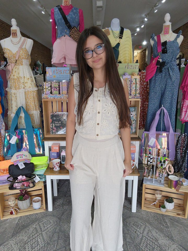 Natural Linen Palazzo Pants