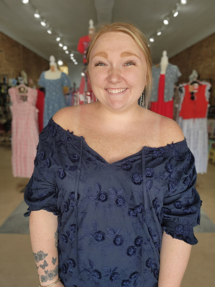 Embroidered Peasant Top