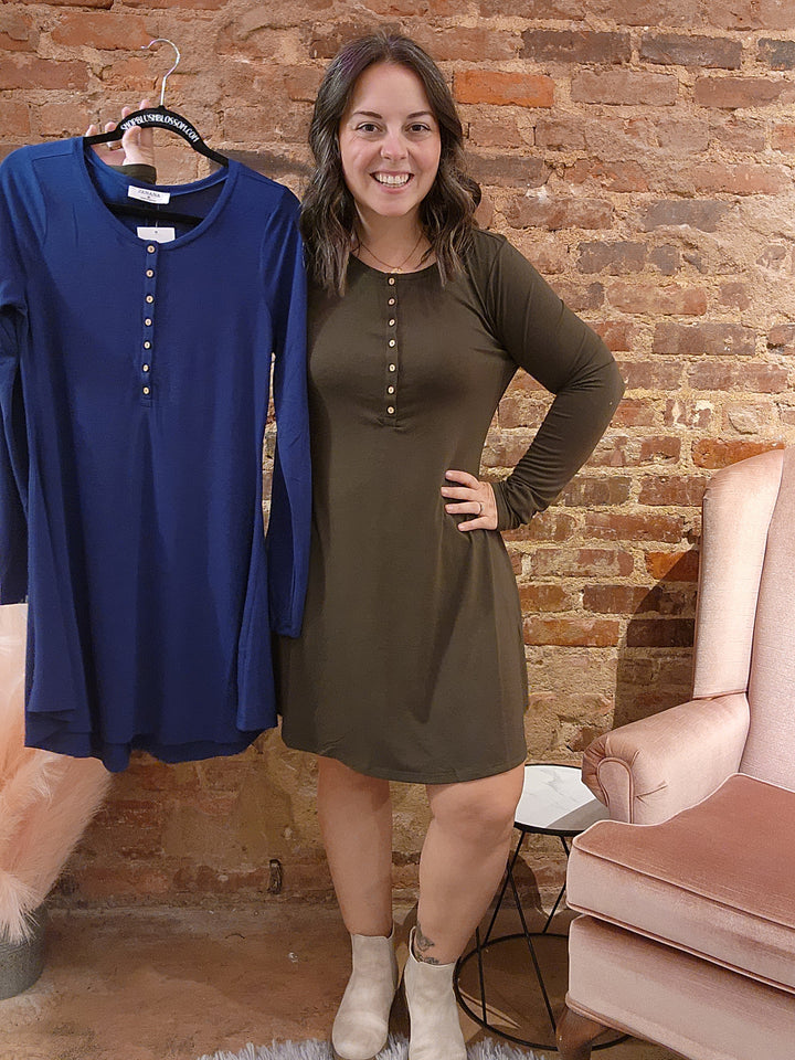 M, L Blue Button Dress