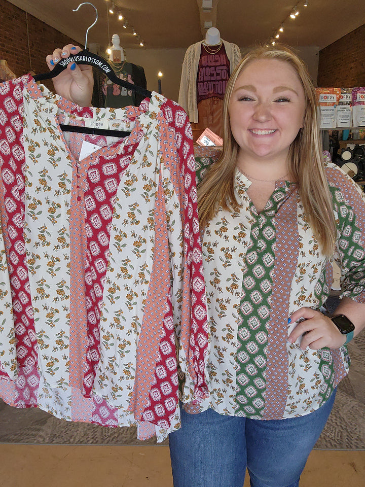 Boho Vertical Stripe Blouse