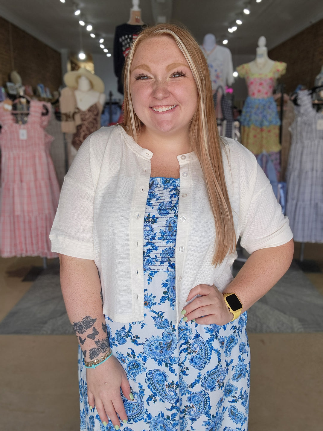 Blue Floral Smocked Dress