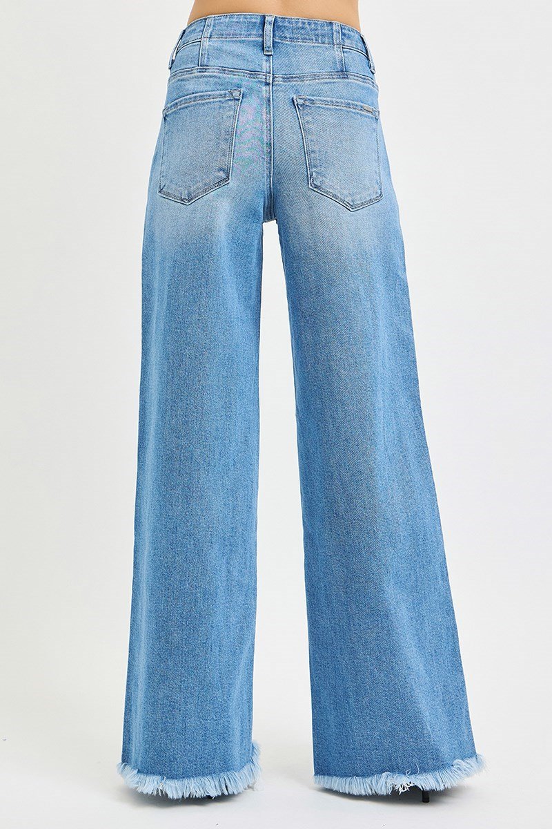Risen Wide Leg Trouser Pocket Jeans