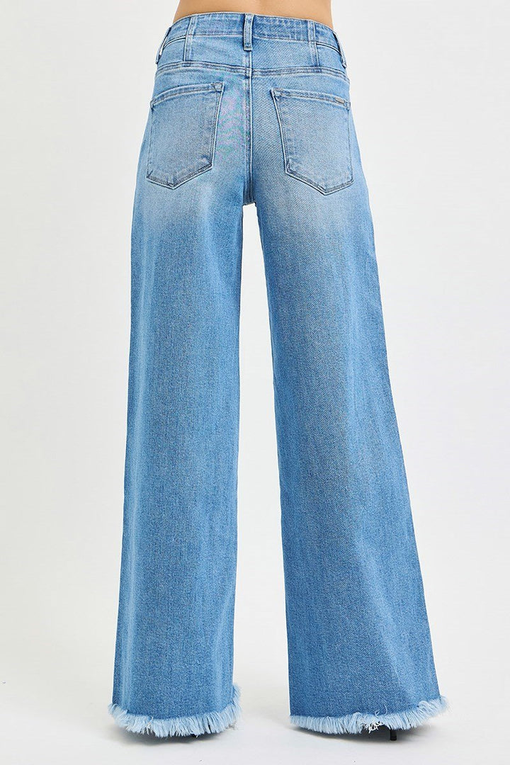 Risen Wide Leg Trouser Pocket Jeans