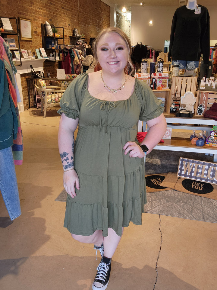 Olive Tiered Dress