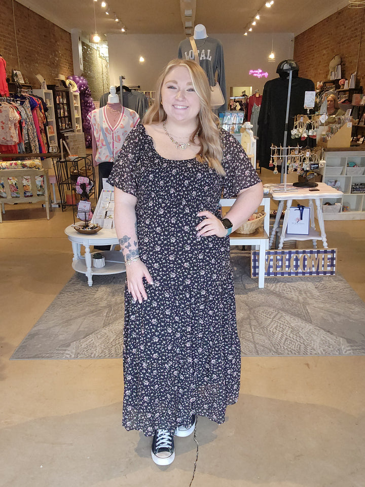 Sheer Floral Smocked Dress