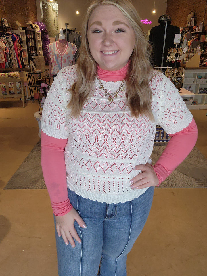Ivory Open Knit Sweater Top