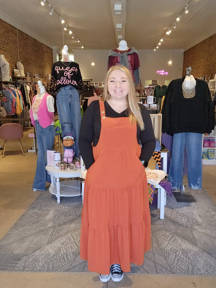 Rust Overall Dress