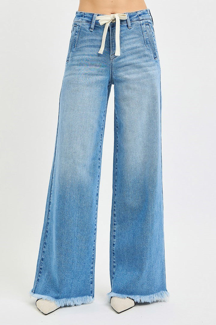 Risen Wide Leg Trouser Pocket Jeans
