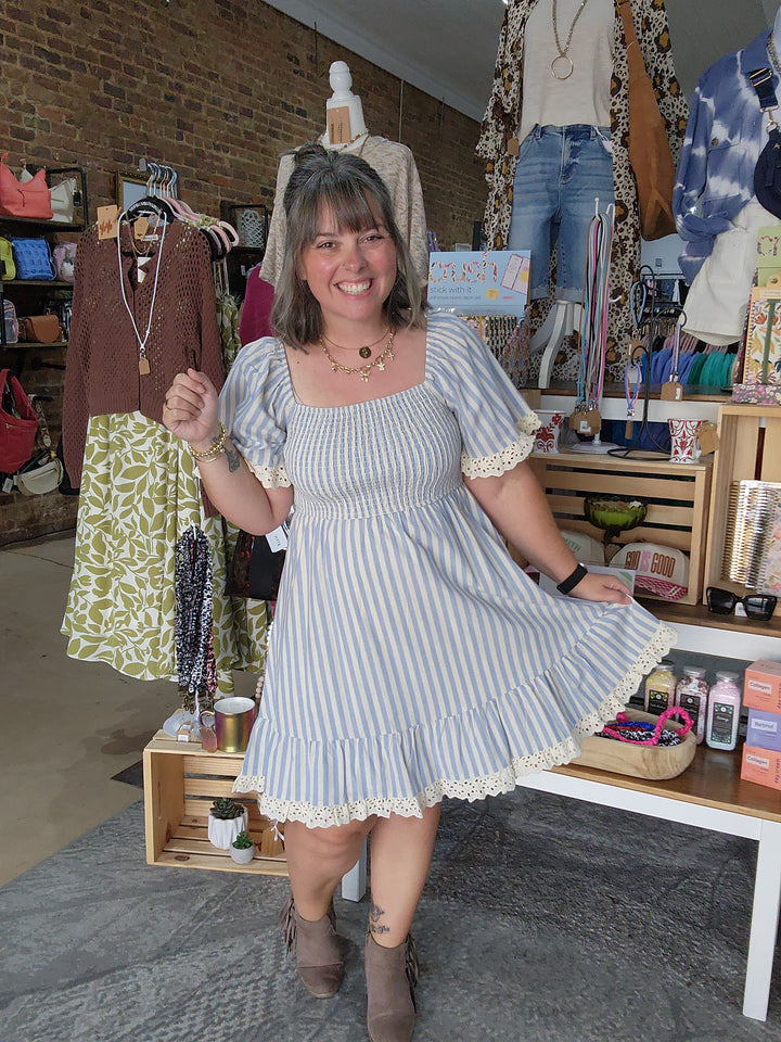 Linen Smocked Eyelet Dress