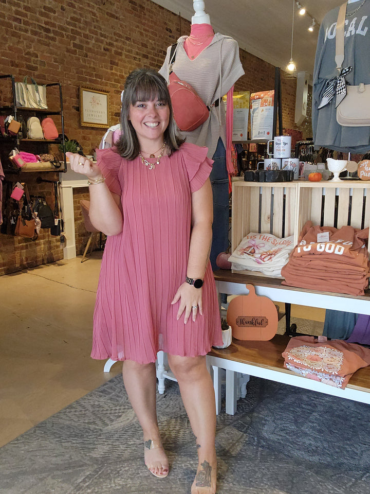 Flutter Sleeve Accordion Dress