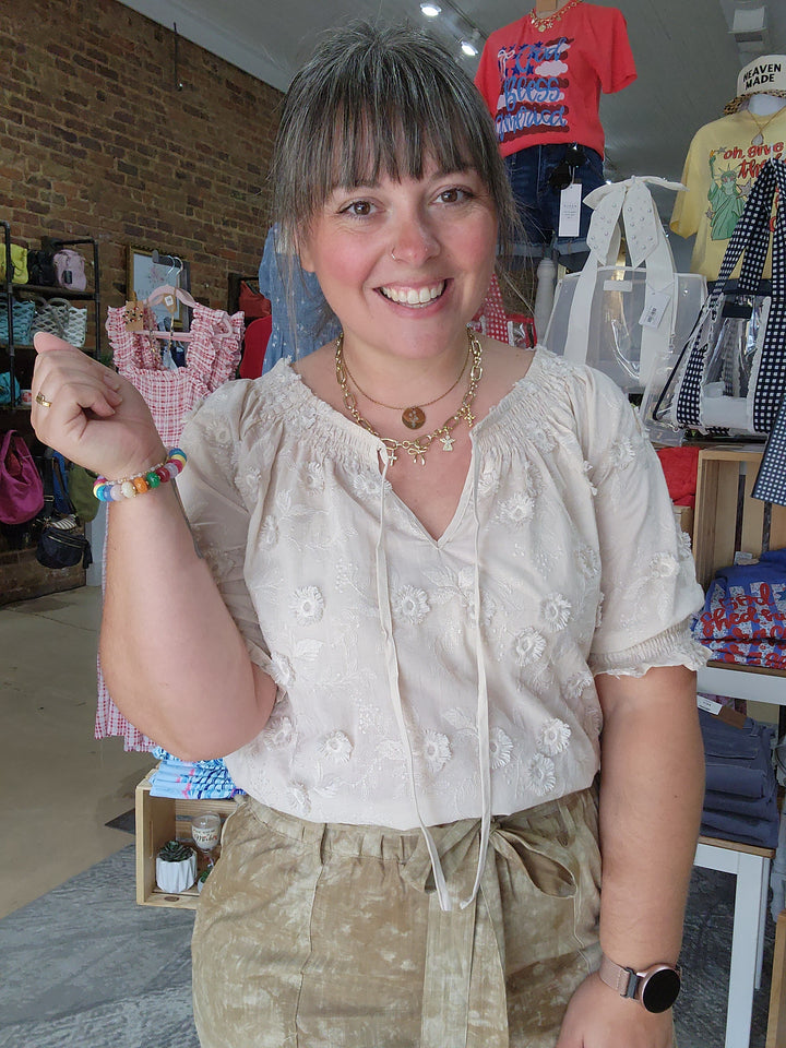 Embroidered Peasant Top