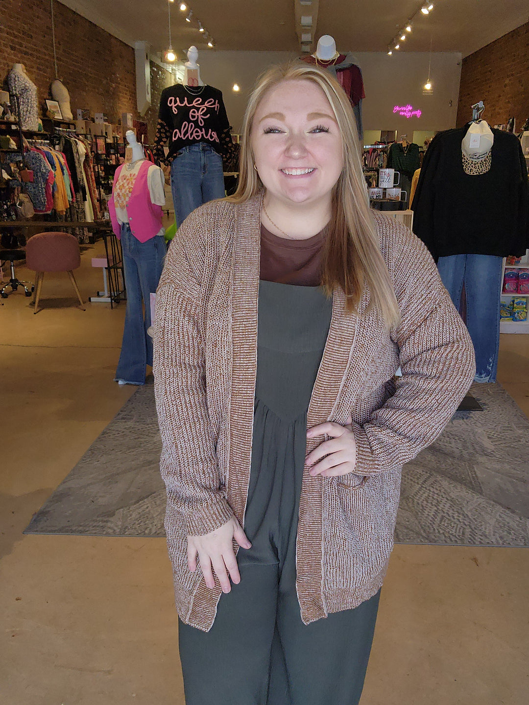 Mocha Open Front Cardigan