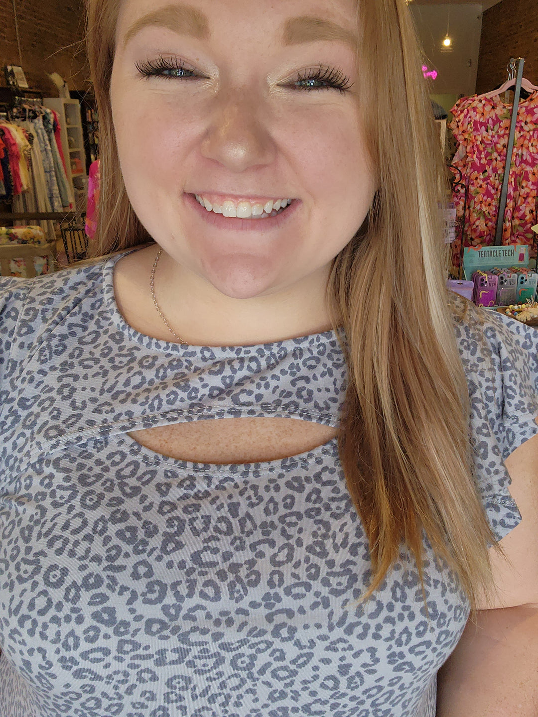 Leopard Cut Out Top